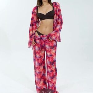 Arcobaleno Tie Dye Resort Set Pink Orange Beach Vacation 2 Piece SZ S/M Luxury